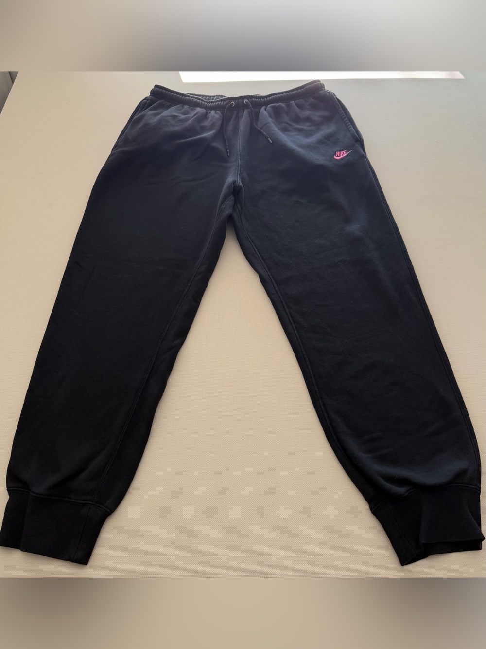 Nike Black Men's Jogger Sweatpants with Pink Swoosh